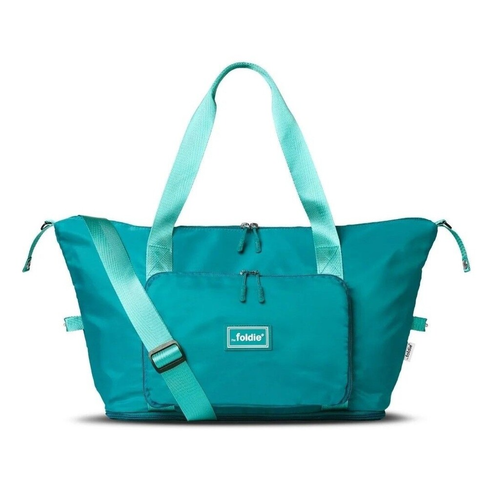 THE FOLDIE UNISEX ORIGINAL FOLDABLE TRAVEL 40L DUFFEL BAG TEAL GREEN